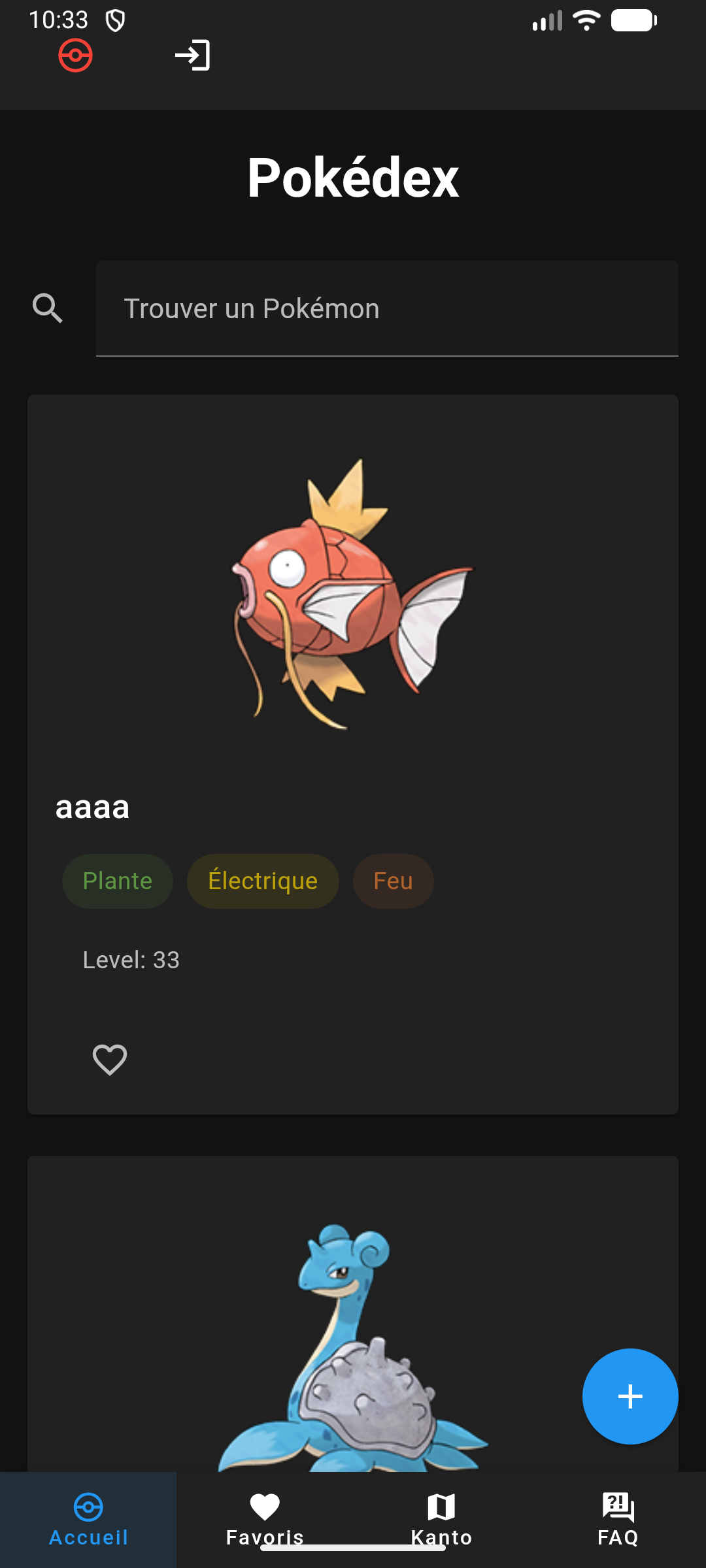 Pokédex sur émulateur Android