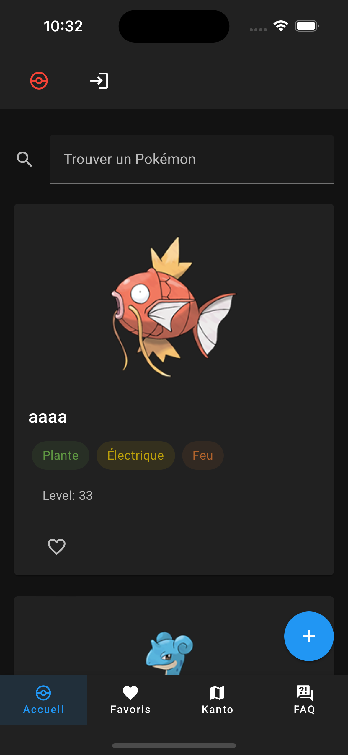 Pokédex sur iPhone 15 Pro Simulator